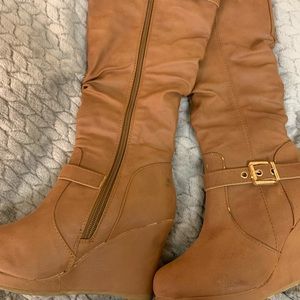 Wedge knee high boots